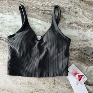 Dark Gray Ribbed Crop Top